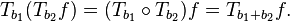 T_{b_1} (T_{b_2} f) = (T_{b_1} \circ T_{b_2}) f = T_{b_1+b_2} f.