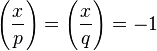 \left(\frac{x}{p}\right)=\left(\frac{x}{q}\right)=-1