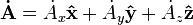 \mathbf{\dot A} = \dot A_x \mathbf{\hat x} + \dot A_y \mathbf{\hat y} + \dot A_z \mathbf{\hat z}