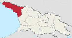 Abhazya'nın (kırmızı), Gürcistan içerisinde konumu