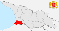 Acara tarihi bölgesinin Gürcistan içerisindeki konumu kırmızı renkli olarak gösterilmiş