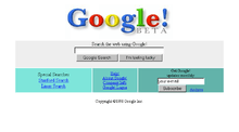 1998'de Google ana sayfası.