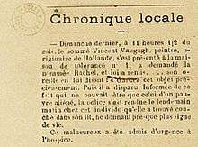 Kendini yaralama konusunda 19. yüzyıla ait bir gazete haberinin fotoğrafı