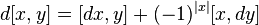 d [x,y] = [d x,y] + (-1)^{|x|}[x, d y]