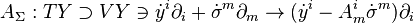 A_\Sigma: TY\supset VY \ni \dot y^i\partial_i + \dot\sigma^m\partial_m \to (\dot
y^i -A^i_m\dot\sigma^m)\partial_i 