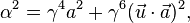  \alpha^2 = \gamma^4 a^2 + \gamma^6(\vec{u}\cdot \vec{a})^2, 